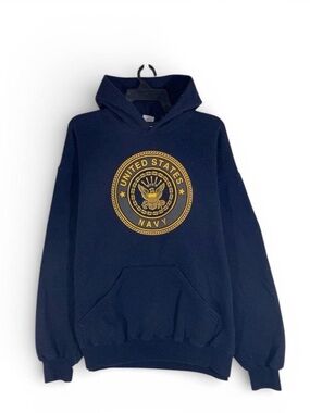 Soffe Navy Pullover Hoodie with Gold United States Navy Emblem